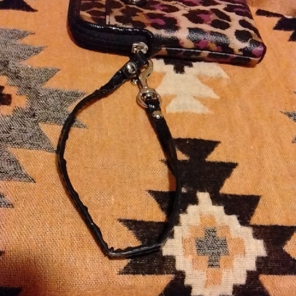 Coach Leopard Print Wristlet with Pink Button - Picture 5 of 5